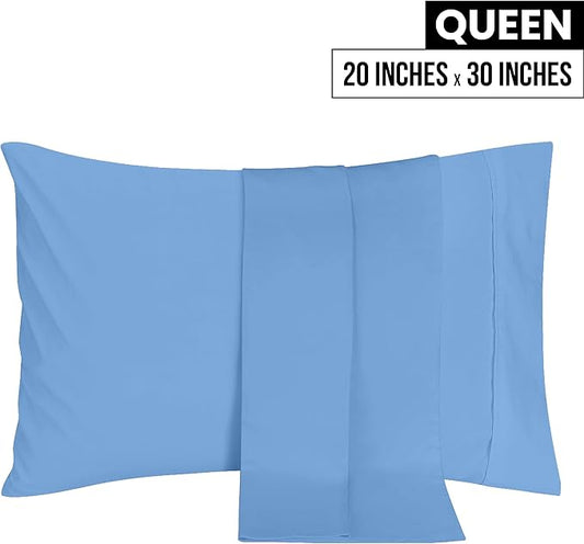 Utopia Bedding Queen Pillow Cases - 2 Pack - Envelope Closure - Soft Brushed Microfiber Fabric - Shrinkage and Fade Resistant Pillow Covers 20 X 30 Inches (Queen, Dutch Blue)