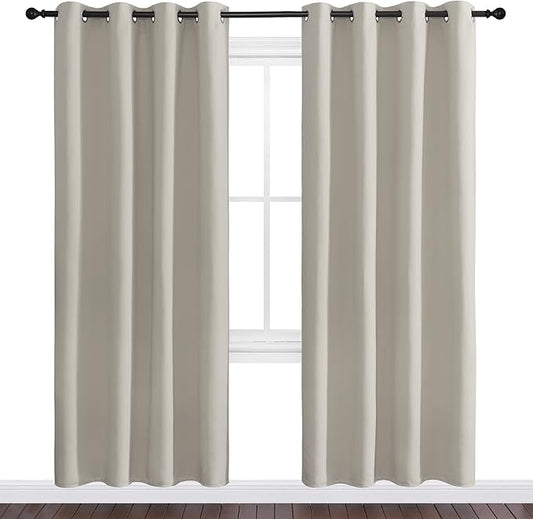 NICETOWN Natural Room Darkening Curtains 78" Long for Boho Farmhouse Home Decoration, Window Treatment Total Privacy Drape Panels for Bedroom Living Room Guest Room (55" Wide, Set of 2)