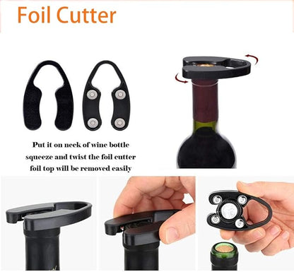 Wine Opener Air Pressure Pump Opener Set,Include Air Pressure Pump Bottle Opener With Foil Cutter,Aerator Pourer,Vacuum Stopper Efficient Corkscrew Bottle Opener,Great For Wine Lovers