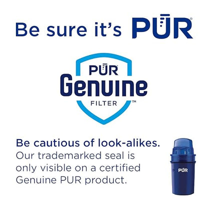 PUR 11-Cup Water Pitcher with 1 Genuine PUR Filter, 2-in-1 Faster Filtration, Dishwasher Safe, Filter Change Light, Easy Fill Lid, LockFit lid, Blue/White (CR1100C)