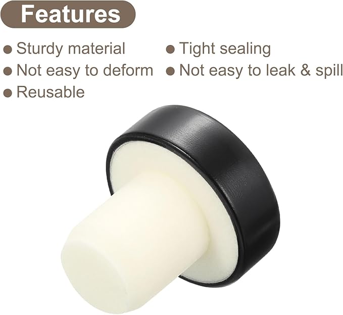 uxcell 8Pcs T-shaped Stoppers, 0.63inch Dia Cork Wine Stopper Reusable Wine Bottle Corks Sealing Plug for Wine Beer Beverage Bottle Crafts, Black