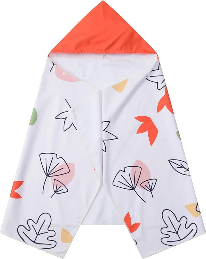 Kids Hooded Towels - Soft and Absorbent Bath, Beach, Swim Pool 30" x 60" Large Towel Cover Up for Boys and Girls Autumn Maple Leaves