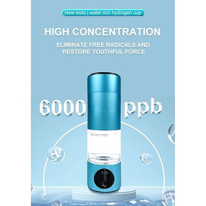 Hydrogen Water Bottle, 230ml New Portable Hydrogen Water Ionizer Machine, 5 Minute 2000ppb High Efficiency Rich H2 Hydrogen Water Bottle Generator Rechargeable for Home Office