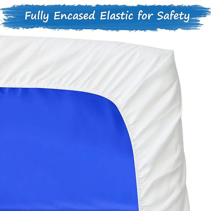 Nap Mat Sheet 24" x 48" x 4" Fitted Elastic Corners Preschool Day Care Rest Nap Mat Cover, Soft & Breathable Baby Sheets for Regalo My Cot Portable Toddler Bed and Joovy Travel Cot, White