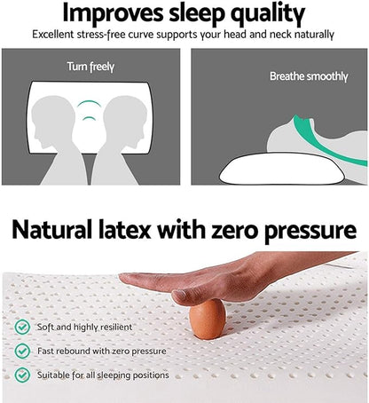 Latex Pillow, 100% Talalay Natural Latex Pillow, Soft Sleeping Bed Pillows with Cotton Cover, Standard Size, Perfect for side/back pain, stomach, neck, stress relief