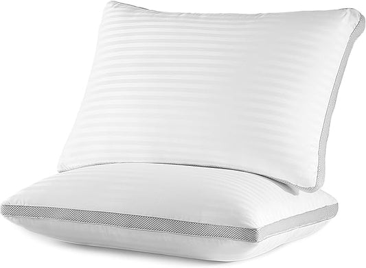 SLEEP ZONE Bed Pillows for Sleeping, King Size Set of 2, Sandwich Mesh with Breathable Sides, Premium Soft Pillows for Back, Stomach or Side Sleepers
