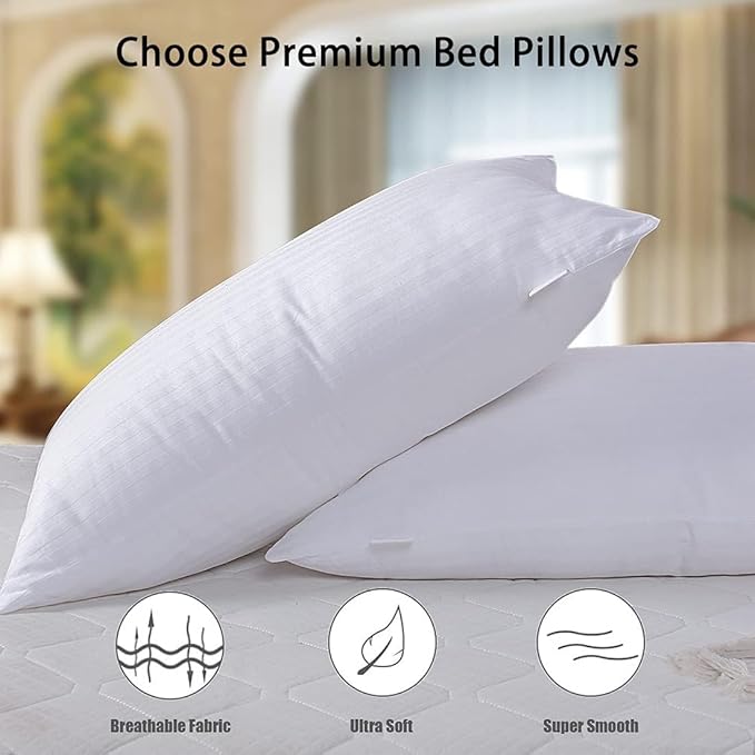 tuphen-Bed Pillows for Sleeping 2 Pack, Cooling Gel Pillows, Ultra Soft Breathable Down Alternative Pillows, Hotel Luxury Collection Pillows for Back, Stomach or Side Sleepers (Queen (Pack of 4))