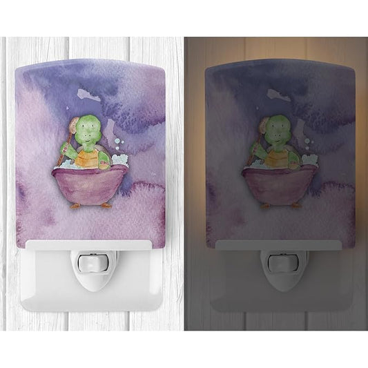 Caroline's Treasures BB7344CNL Turtle Bathing Watercolor Ceramic Night Light Compact, UL-Certified, Ideal for Bedroom, Bathroom, Nursery, Hallway, Kitchen, 6x4x3, Multicolor