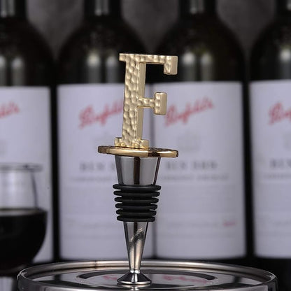 Miicol Wine Stopper, Prosecco Stopper, Wine Bottle Stopper, Personalised Champagne Stopper, Gold Wine Accessories, Wine Lovers Gift, Monogram Gift, Letter F
