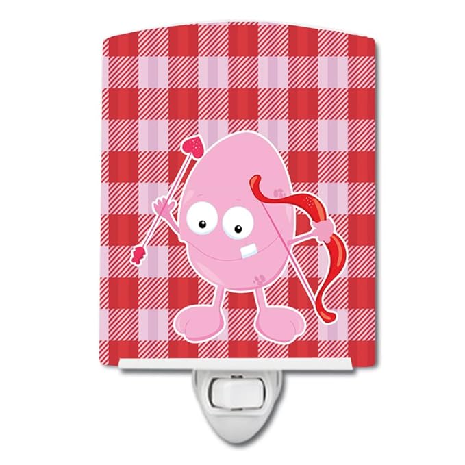 Caroline's Treasures BB9125CNL Cupid Monster Angel on Plaid #5 Ceramic Night Light Compact, UL-Certified, Ideal for Bedroom, Bathroom, Nursery, Hallway, Kitchen, 6x4x3, Multicolor
