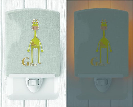 Caroline's Treasures BB5732CNL Alphabet G for Giraffe Ceramic Night Light Compact, UL-Certified, Ideal for Bedroom, Bathroom, Nursery, Hallway, Kitchen, 6x4x3, Multicolor
