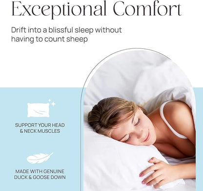 East Coast Bedding Pure Dream Firm Pillow - King Pillow Medium Support, King Size 20x36 Inch Goose Feather Down Pillows, 100% Cotton Shell, Pack of 1