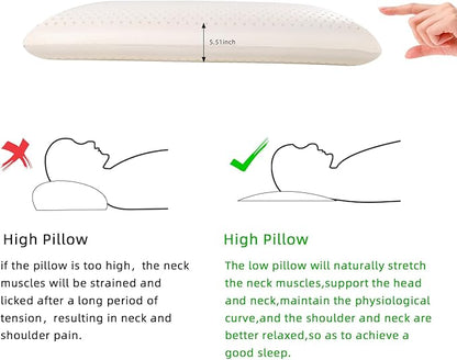 SUQ I OME Slim Sleeper- Thin Latex Foam Pillow for Bed Sleeping, Firm,Low Profile for Side, Back, and Stomach Sleepers