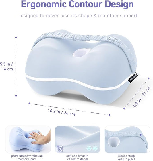 Leg & Knee Pillow for Side Sleepers - Smooth Spine Alignment Pillow - Memory Foam Knee Pillows for Back Hip Pain, Spine Aligning, Sciatica, Surgery Recovery, Pregnancy