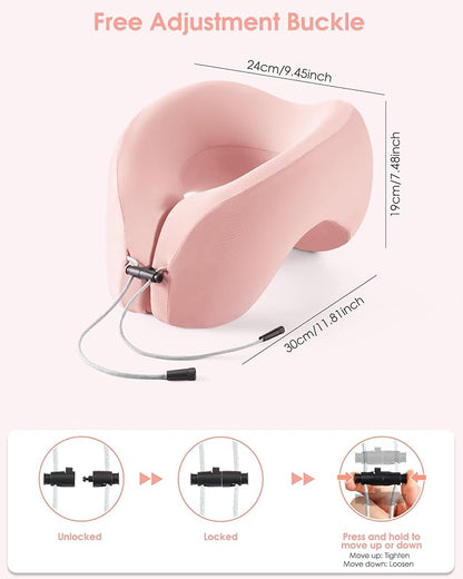 2-in-1 Travel Pillow, Memory Foam U-Shape Airplane Pillow with Storage Bag, Face Down Pillow Relax Arms, Ideal for Long Flight Essentials, Car, Family and Travel Use-Upgraded