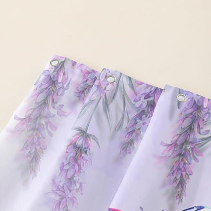 AILONEN Butterfly Shower Curtain for Bathroom, Purple Lavender Bath Curtain Decor,Flower Butterfly Waterproof Shower Curtain with 12 Plastic Hooks (Kids/Girls/Women/Teens) 72" W*84" H