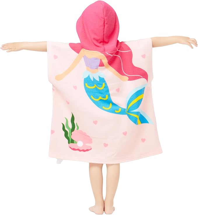Hooded Towel for Toddlers 0-4 Years Boys Girls Kids Bath Pool Beach Towel Soft Absorbent Beach Poncho(Mermaid)