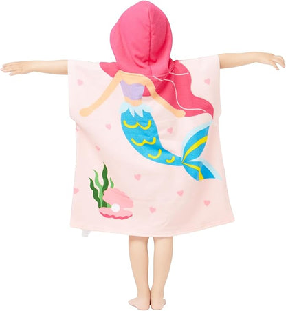 Hooded Towel for Toddlers 0-4 Years Boys Girls Kids Bath Pool Beach Towel Soft Absorbent Beach Poncho(Mermaid)