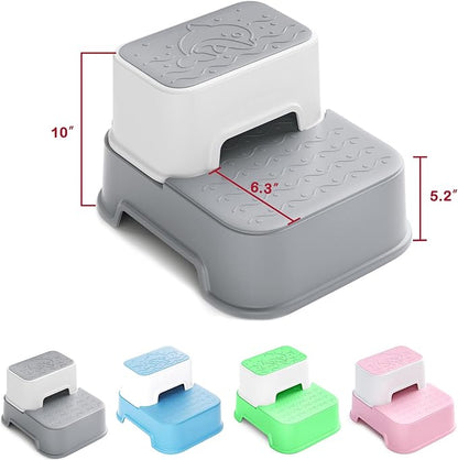 Toddler Step Stool for Bathroom,Kids Step Stool for Potty Training,Toilet Stool, Slip Resistant (Blue, 2)
