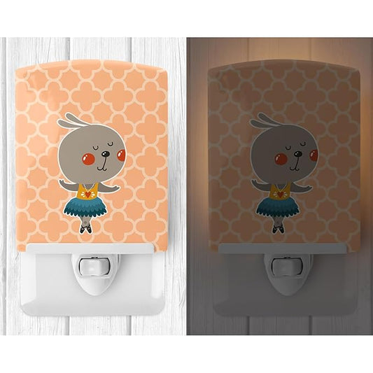 Caroline's Treasures BB6727CNL Ballerina Rabbit Ceramic Night Light Compact, UL-Certified, Ideal for Bedroom, Bathroom, Nursery, Hallway, Kitchen, 6x4x3, Multicolor