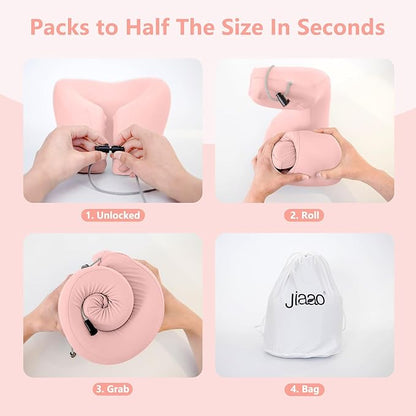 2-in-1 Travel Pillow, Memory Foam U-Shape Airplane Pillow with Storage Bag, Face Down Pillow Relax Arms, Ideal for Long Flight Essentials, Car, Family and Travel Use-Upgraded