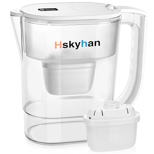 Alkaline Water Filter Pitcher - 3.8 Liters Improve PH, 1 Long Lasting Cartridge Included, Lasts 45-60 Days, BPA Free, 7 Stage Filtration System to Purify, White
