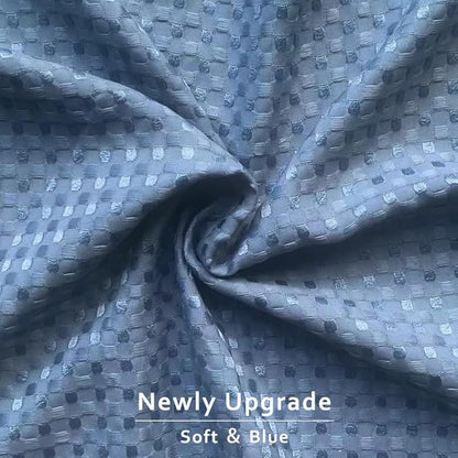MIYE Pleated Waffle Weave Bed Skirt, Tailored Dust Ruffle 12 Inch Drop Easy Fit, Machine Washable (Blue, King - 12" Drop)