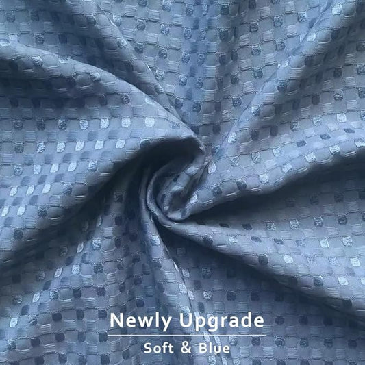MIYE Pleated Waffle Weave Bed Skirt, Tailored Dust Ruffle 22 Inch Drop Easy Fit, Machine Washable (Blue, Queen - 22" Drop)