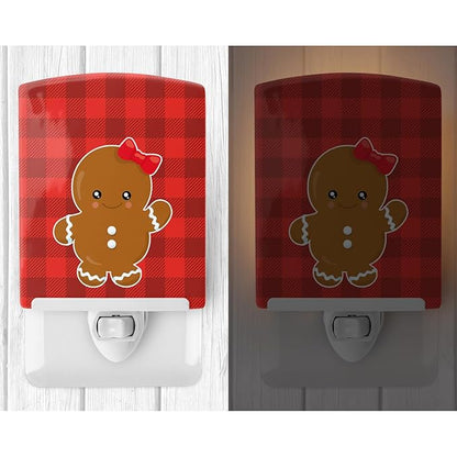 Caroline's Treasures BB8774CNL Christmas Gingerbread Girl Ceramic Night Light Compact, UL-Certified, Ideal for Bedroom, Bathroom, Nursery, Hallway, Kitchen, 6x4x3, Multicolor