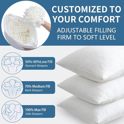 Memory Foam Pillows for Sleeping,Pillows Standard Size Set of 2 Adjustable Loft Bed Firm or Soft Pillows for Side, Back, Stomach, Hot Sleepers