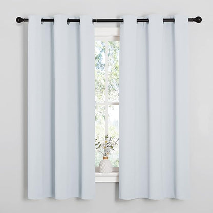 NICETOWN Window Treatment Thermal Insulated Grommet Room Darkening Curtains Drapes for Bedroom(2 Panels,42 by 63,Platinum-Greyish White)