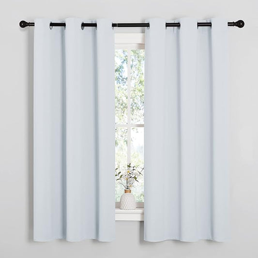 NICETOWN Window Treatment Thermal Insulated Grommet Room Darkening Curtains Drapes for Bedroom(2 Panels,42 by 63,Platinum-Greyish White)