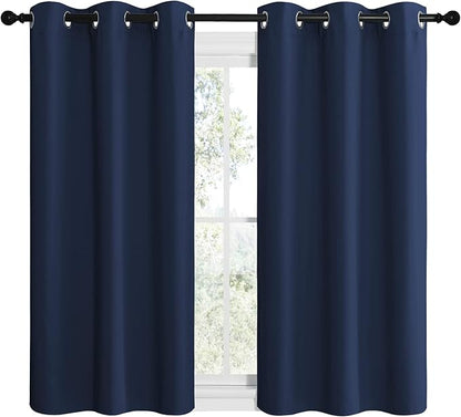 NICETOWN Blackout Curtain Panels, Window Treatment Energy Saving Thermal Insulated Solid Grommet Blackout Drapes/Draperies (Navy, 1 Pair, 42 by 50-inch)