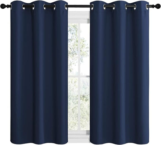 NICETOWN Blackout Curtain Panels, Window Treatment Energy Saving Thermal Insulated Solid Grommet Blackout Drapes/Draperies (Navy, 1 Pair, 42 by 50-inch)