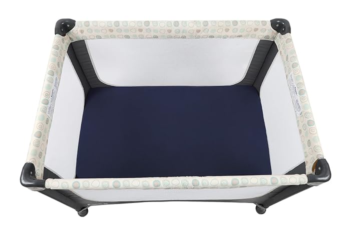 Muslin Pack and Play Sheets Fitted Compatible with 4moms Breeze Plus Playard and Other 30x43 Inch Large Playpen Mattress Snuggly Soft 100% Cotton Grey & Navy