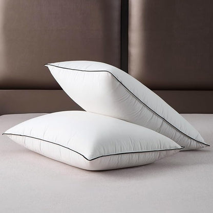 Luxury White Goose Down Pillows Standard Size - 750+ Fill Power - 500 Thread Count 100% Cotton Shell - Soft and Support Down Bed Pillow for Back, Side, Stomach Sleepers - 2 Pack(20 x 26”)