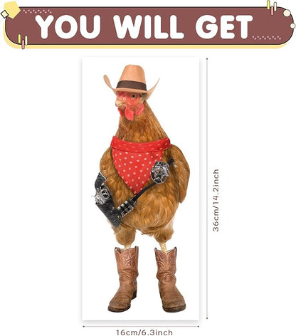 Funny Chicken Wall Art Sticker Chicken Man Wall Decal Peel and Stick Removable Vinyl Rooster Cock Sticker Funny Gift for Friends Kitchen Bathroom Bedroom Shop Car Window Wall Art Decor