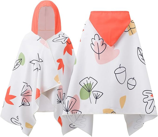 Kids Hooded Towels - Soft and Absorbent Bath, Beach, Swim Pool 30" x 60" Large Towel Cover Up for Boys and Girls Autumn Maple Leaves