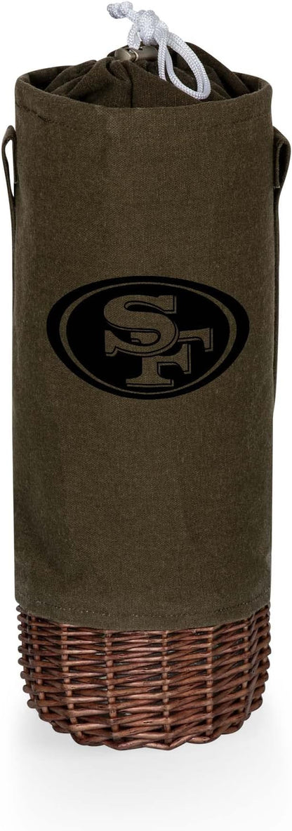 PICNIC TIME NFL Unisex-Adult NFL Malbec Insulated Canvas and Willow Wine Bottle Basket
