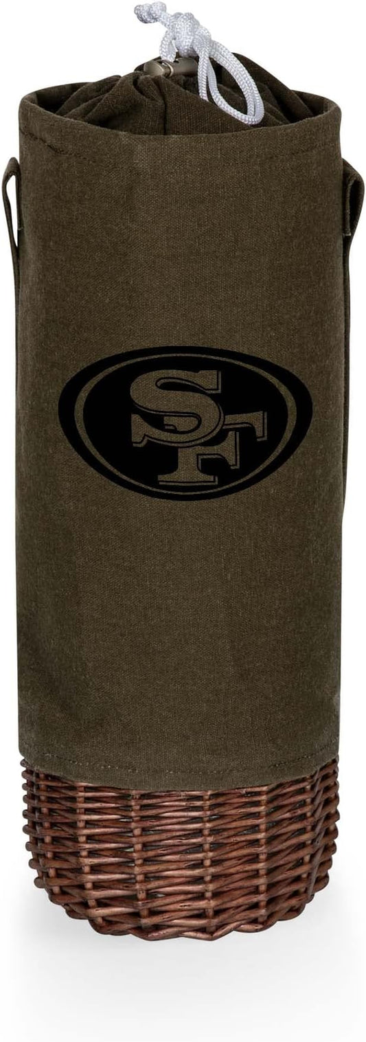 PICNIC TIME NFL Unisex-Adult NFL Malbec Insulated Canvas and Willow Wine Bottle Basket