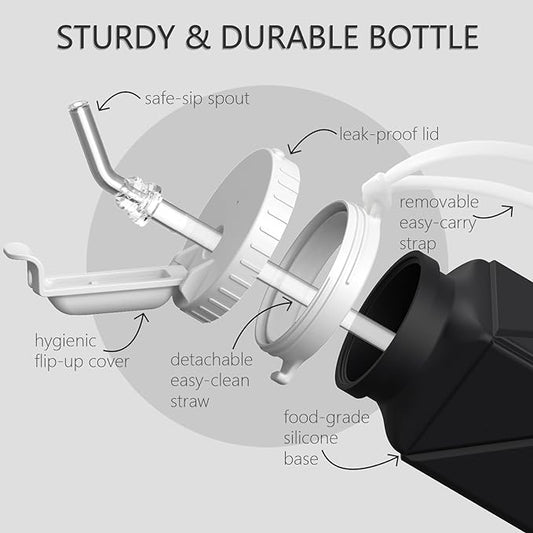 Collapsible Water Bottles, Silicone Foldable Portable Water Bottle 610ml, Lightweight Reusable Leakproof for Travel Camping Hiking Cycling Yoga Sports Outdoor