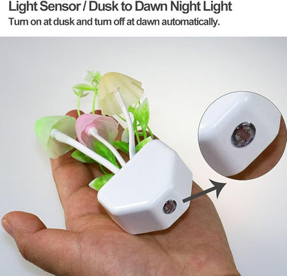 AUSAYE 4 Pack Plug in Night Light, Color Changing Mushroom Light LED Nightlights with Smart Dusk to Dawn Sensor for Kids, Adults, Bedroom, Bathroom,Hallway, Stairs, Kitchen