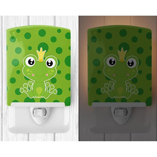 Caroline's Treasures BB8989CNL Frog Prince #2 Ceramic Night Light Compact, UL-Certified, Ideal for Bedroom, Bathroom, Nursery, Hallway, Kitchen, 6x4x3, Multicolor