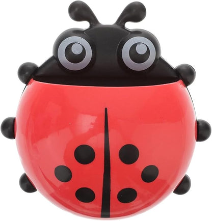 Red Toothbrush Holders,Cute Seven-Star Ladybug Toothbrush with Suction Cup No Drill Insect Shape Toothbrush Holder for Kids Bathroom Powerful Suckers Bathroom Accessories Holders and Dispensers