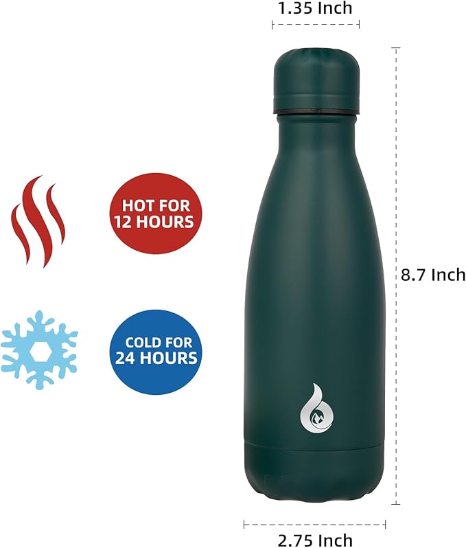 BJPKPK 12oz Stainless Steel Water Bottles Insulated Water Bottle Travel Sports Water Bottles,Army Green