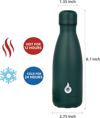 BJPKPK 12oz Stainless Steel Water Bottles Insulated Water Bottle Travel Sports Water Bottles,Army Green