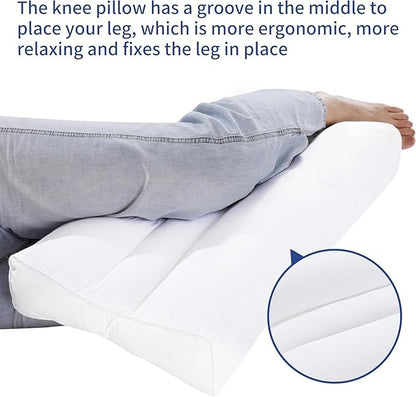HOMBYS Knee Pillow for Side Sleepers with Groove, Down Alternative Between Leg Pillow for Sleeping,Under Knee Pillow for Sleeping on Back,Spine Alignment, Lower Back Pain Relief, Machine Washable