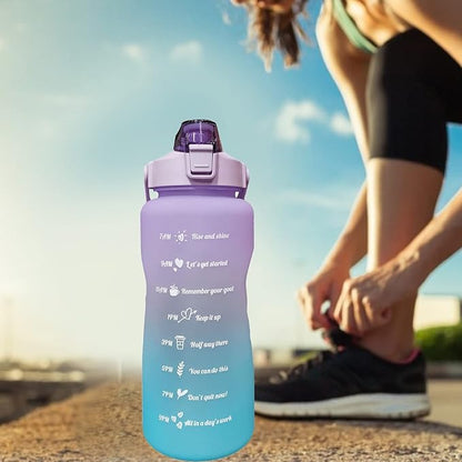 Frosted Gradient Color Rinking Bottles with Straw, Open Leakage Proof Sports Water Cup for Office, Gym, Outdoor(Purple)