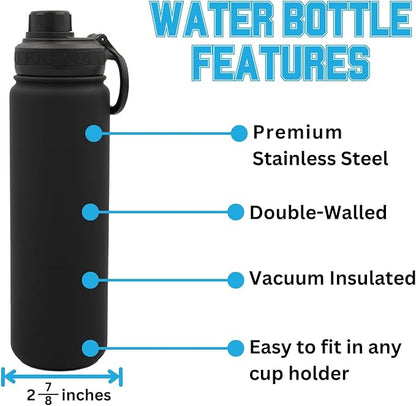 FSU Seminoles Water Bottle - Black Double Walled Stainless Steel 24 oz Keeps Drinks Cold or Hot