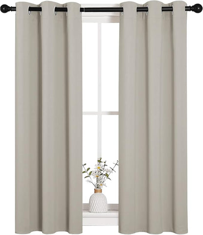 NICETOWN Room Darkening Curtain Panels for Living Room, Thermal Insulated Grommet Room Darkening Draperies/Drapes for Window (Natural, 2 Panels, W29 x L45 -Inch)